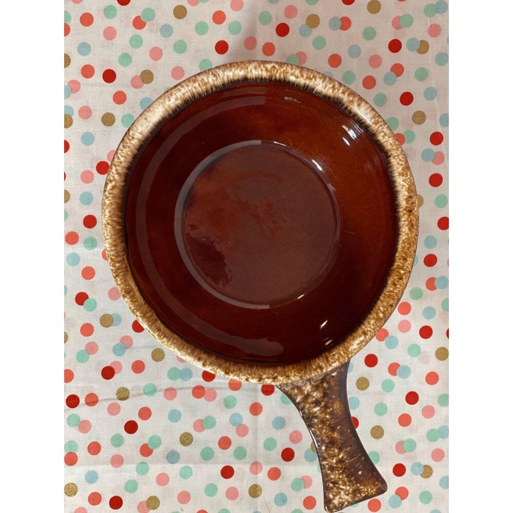 Hull Oven Proof Brown Drip Casserole Soup/ Pot Bean Pot Serving Bowl with Handle